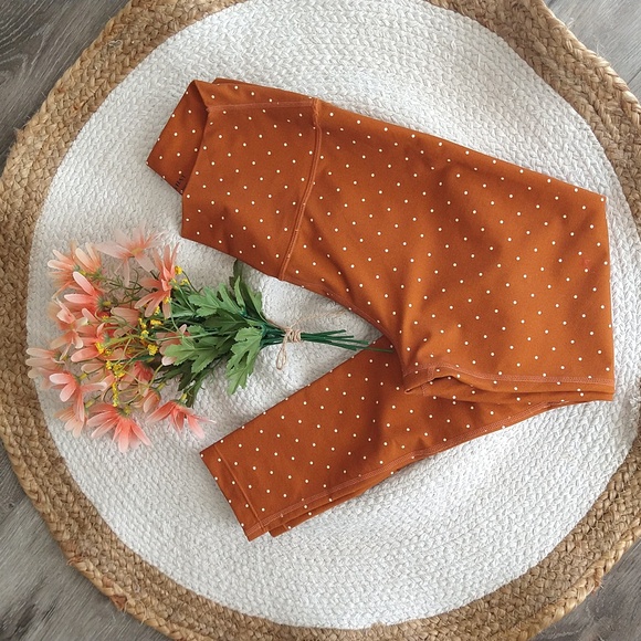 WeWoreWhat Pants - WeWoreWhat Orange White Polka Dot Leggings